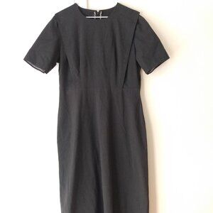 Striped Mennonite Cape Dress 41"B 34"W Modest Black White Pinstripe Handmade